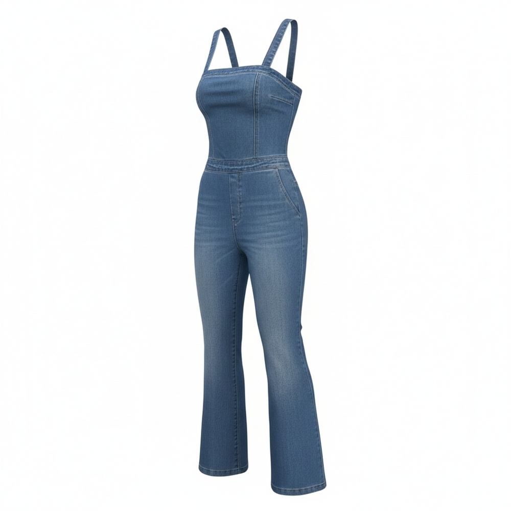 SINCERELY JULES: Rutched Back Denim Maxi Romper